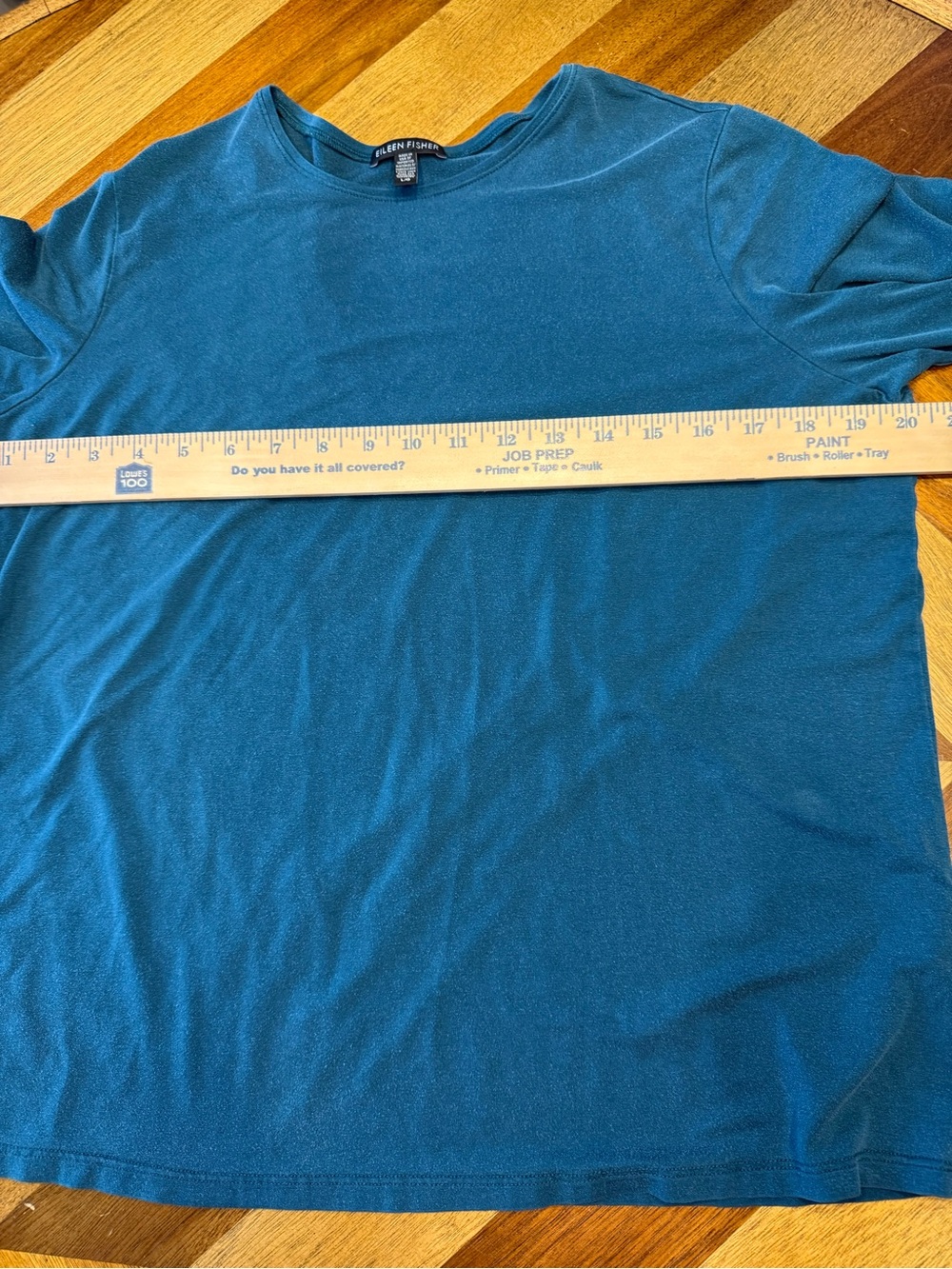 Eileen Fisher Teal Long Sleeve Crewneck Top - Picture 6 of 7